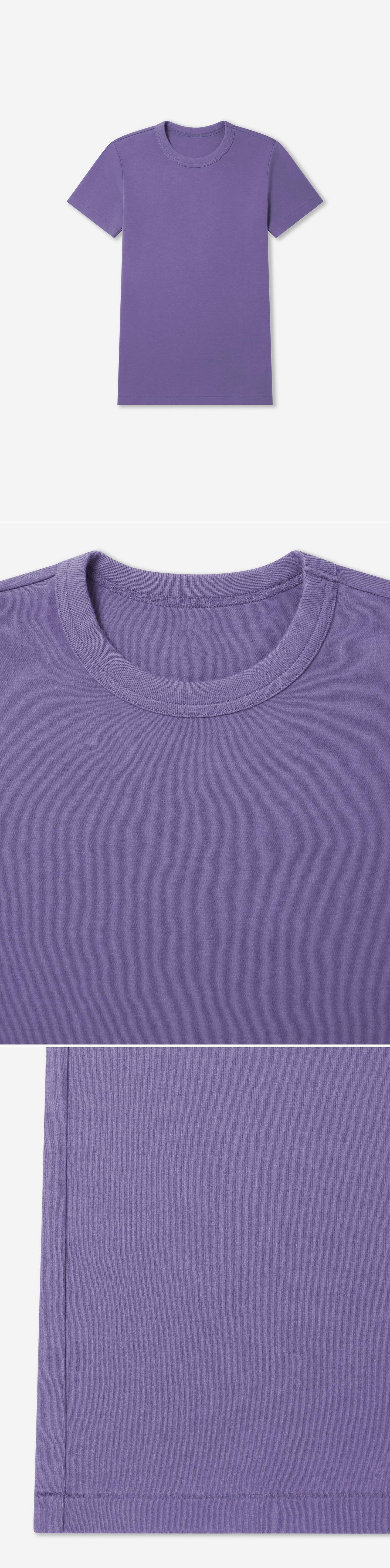 PURPLE_TSHIRT - Flat Lay - 3 x Shots - Front + Detail A + Detail B