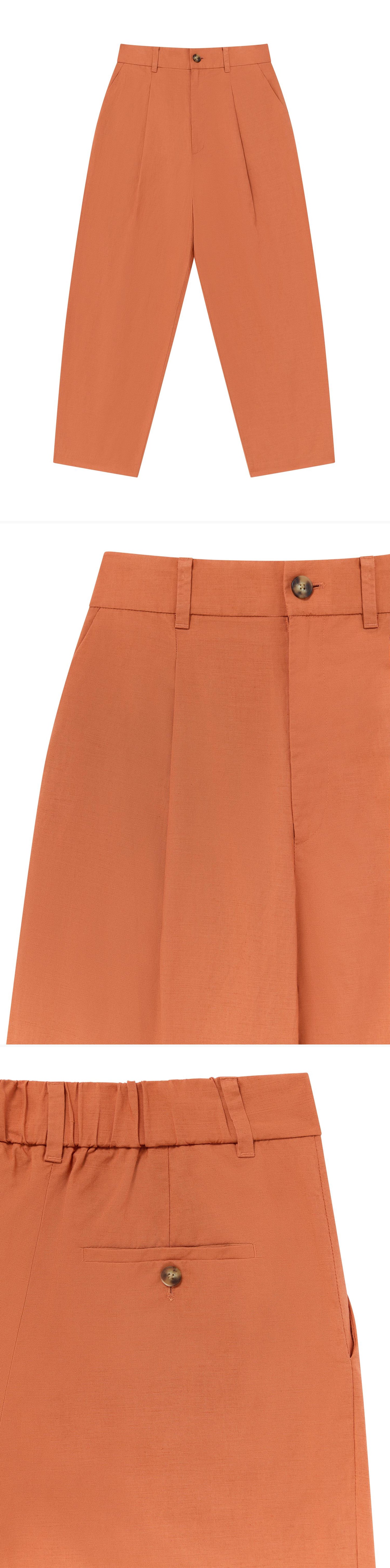 ORANGE_WIDELEG_TROUSER - Flat Lay - 3 x Shots - Front + Detail A + Detail B