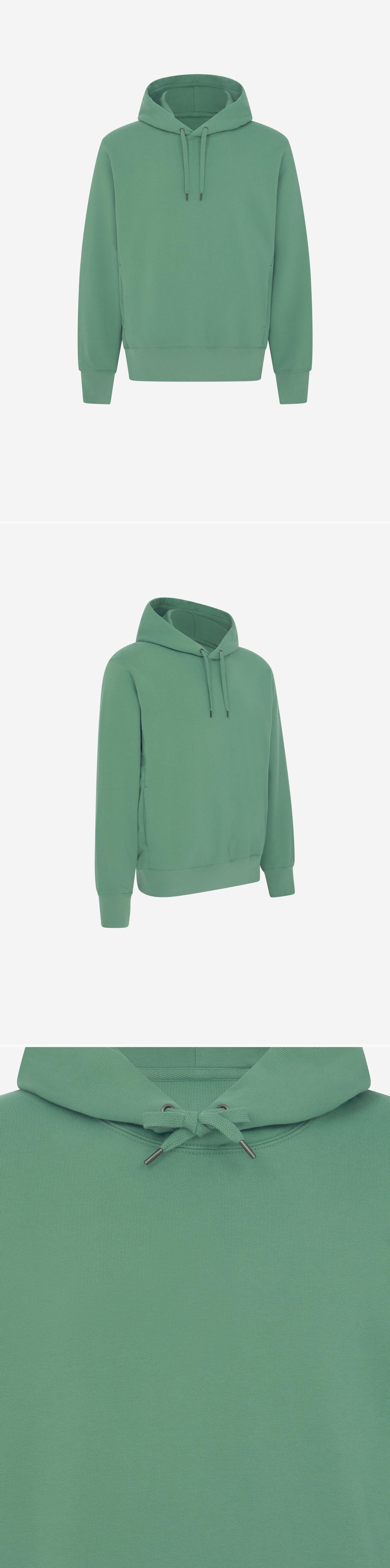 GREEN_HOODIE - Mannequin - 3 x Shots - Front + Angle + Detail A