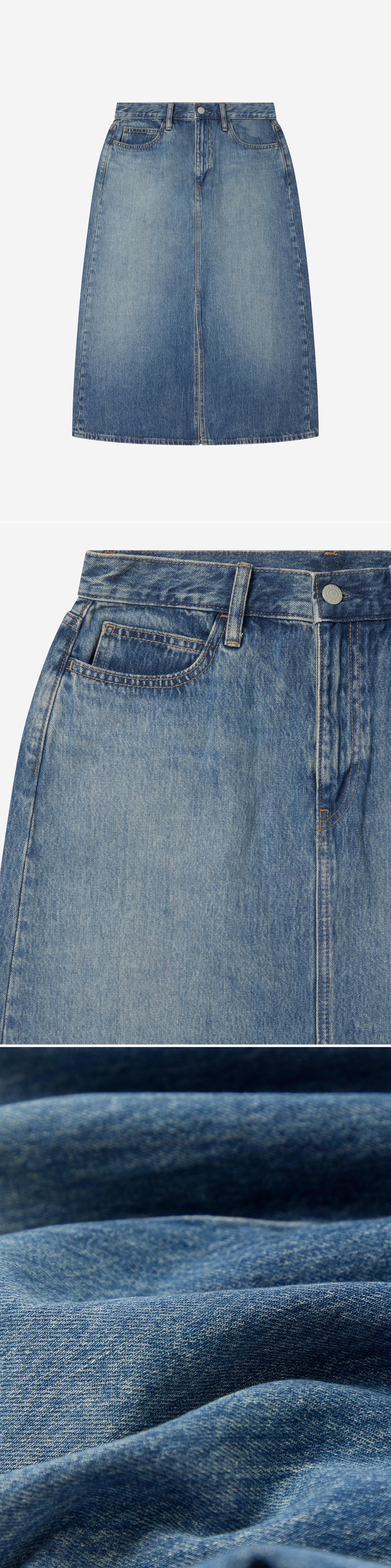 DENIM_SKIRT - Flat Lay - 3 x Shots - Front + Detail A + Detail C