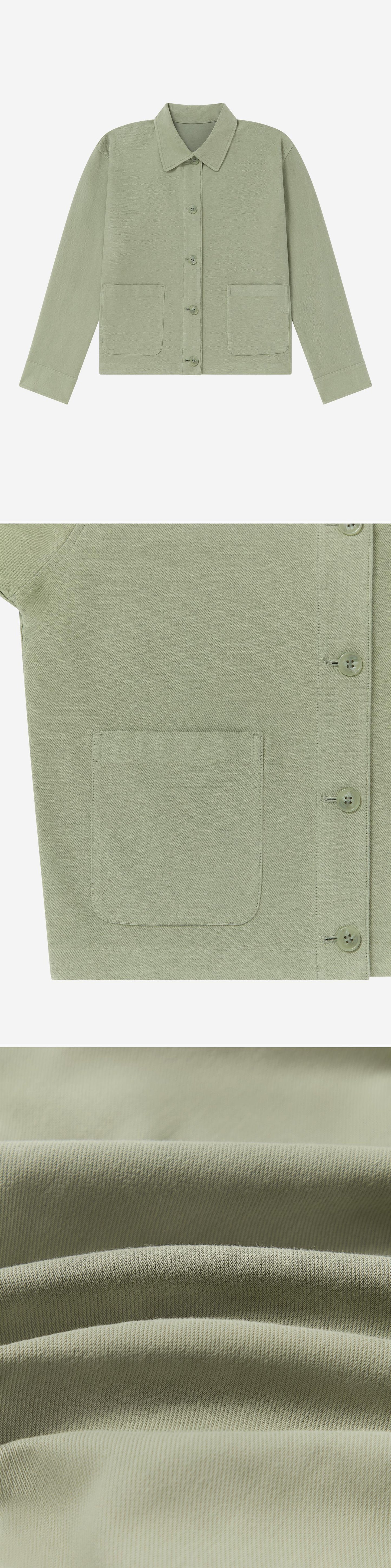 GREEN_OVERSHIRT - Flat Lay - 3 x Shots - Front + Detail A + Detail C