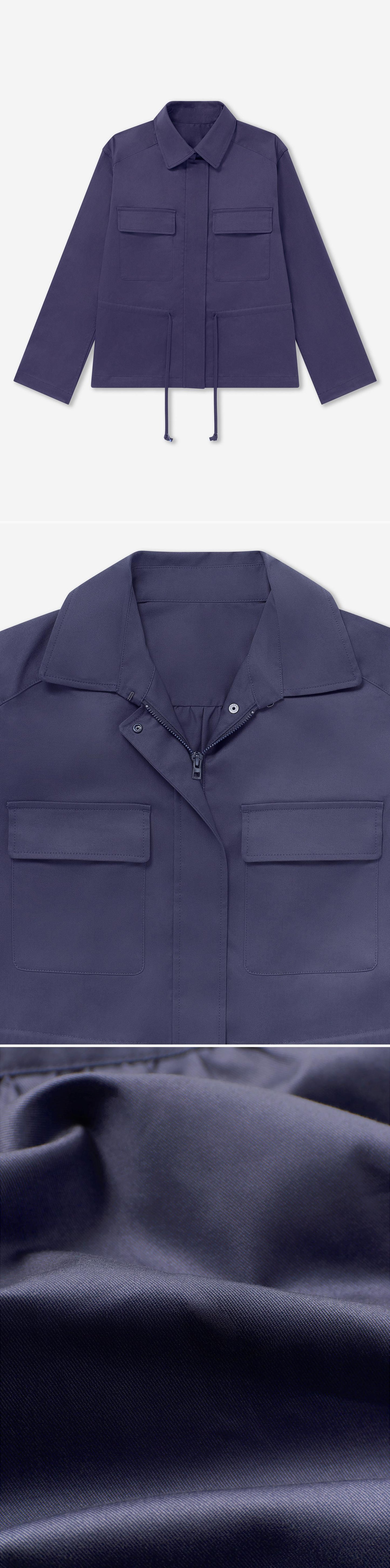BLUE_JACKET - Flat Lay - 3 x Shots - Front + Detail A + Detail C