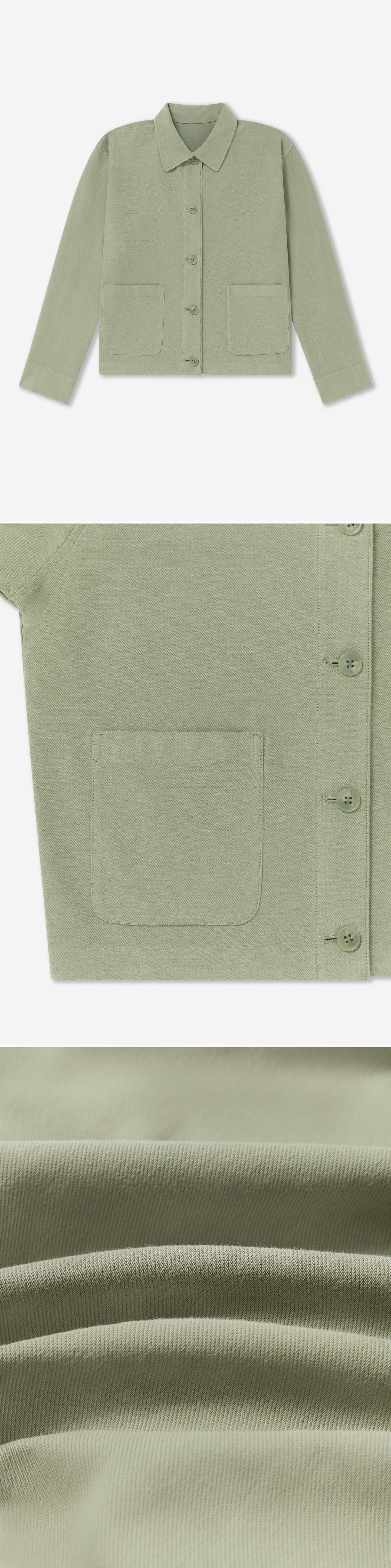 GREEN_OVERSHIRT - Flat Lay - 3 x Shots - Front + Detail A + Detail C