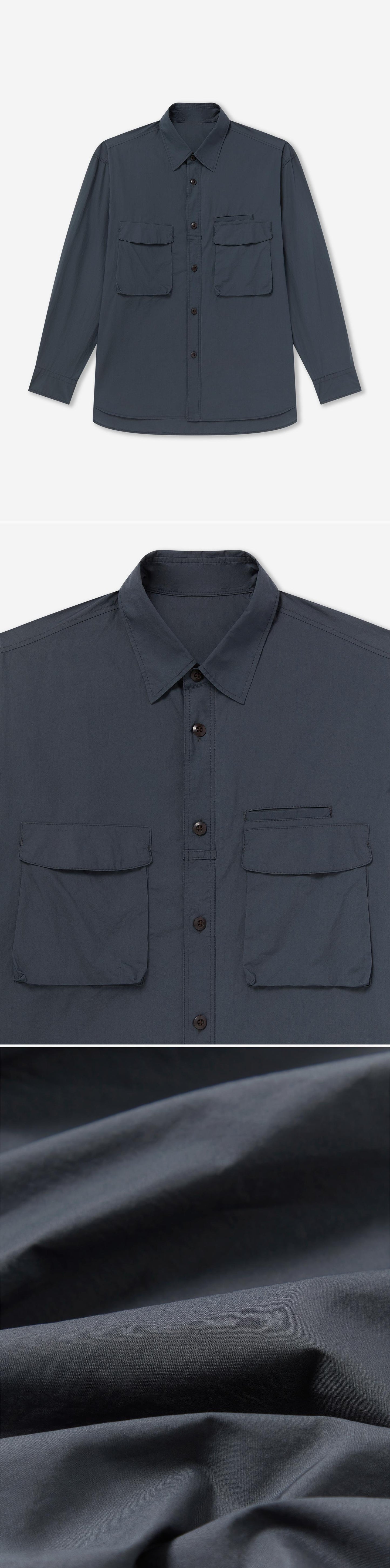 POCKET_SHIRT - Flat Lay - 3 x Shots - Front + Detail A + Detail C