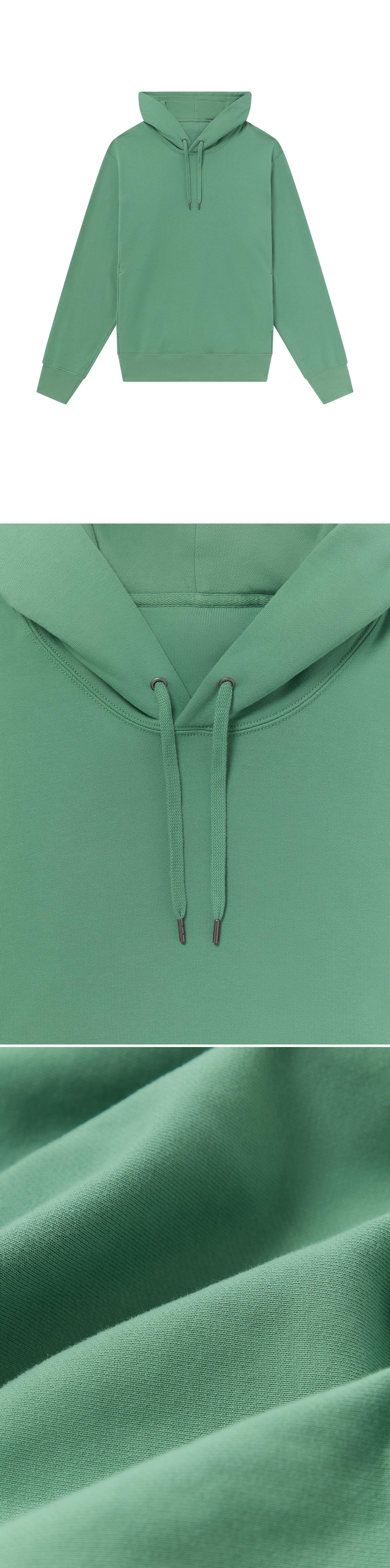 GREEN_HOODIE - Flat Lay - 3 x Shots - Front + Detail A + Detail C
