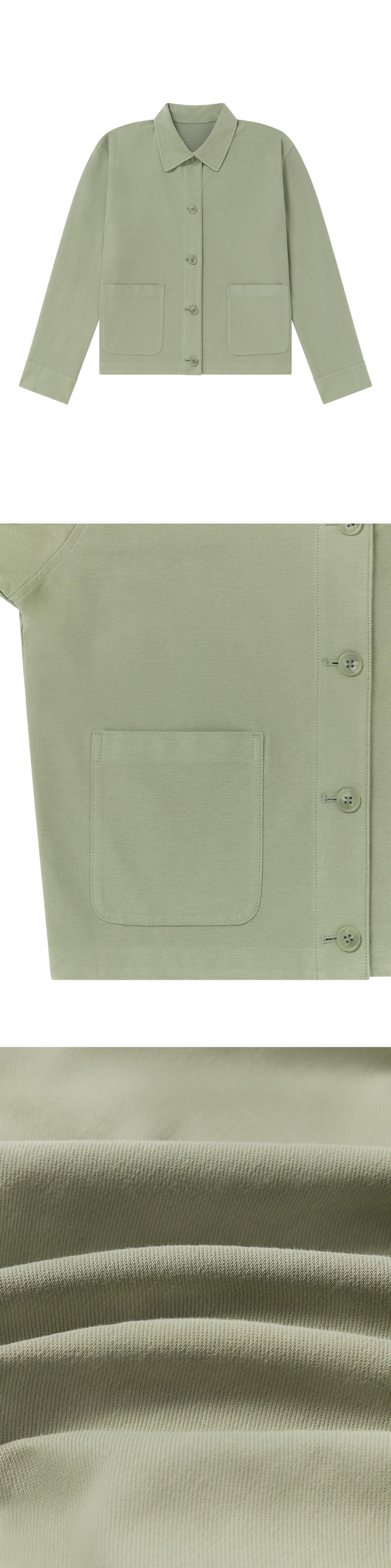 GREEN_OVERSHIRT - Flat Lay - 3 x Shots - Front + Detail A + Detail C