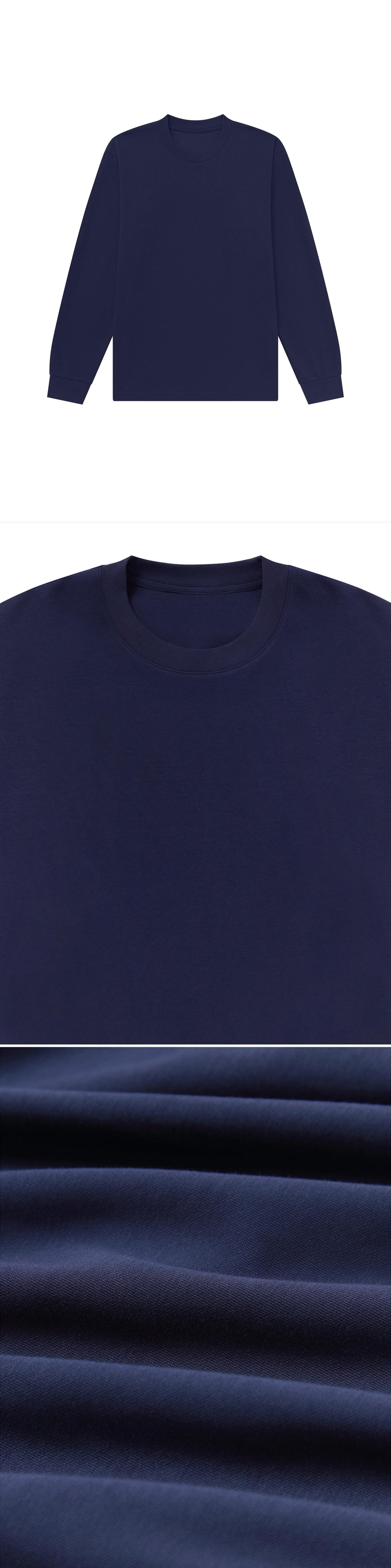 LS_NAVY_TEE - Flat Lay - 3 x Shots - Front + Detail A + Detail C