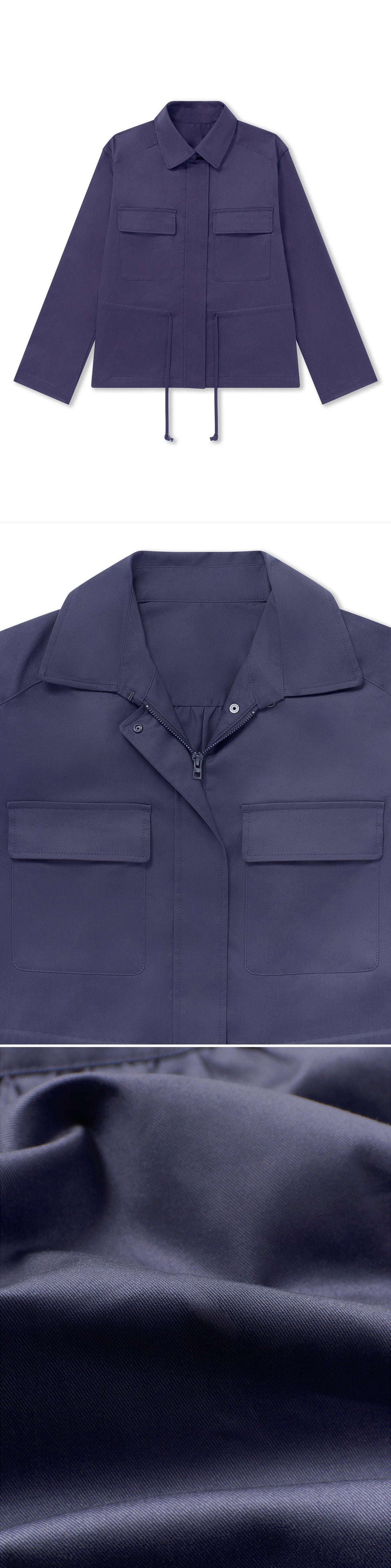 BLUE_JACKET - Flat Lay - 3 x Shots - Front + Detail A + Detail C