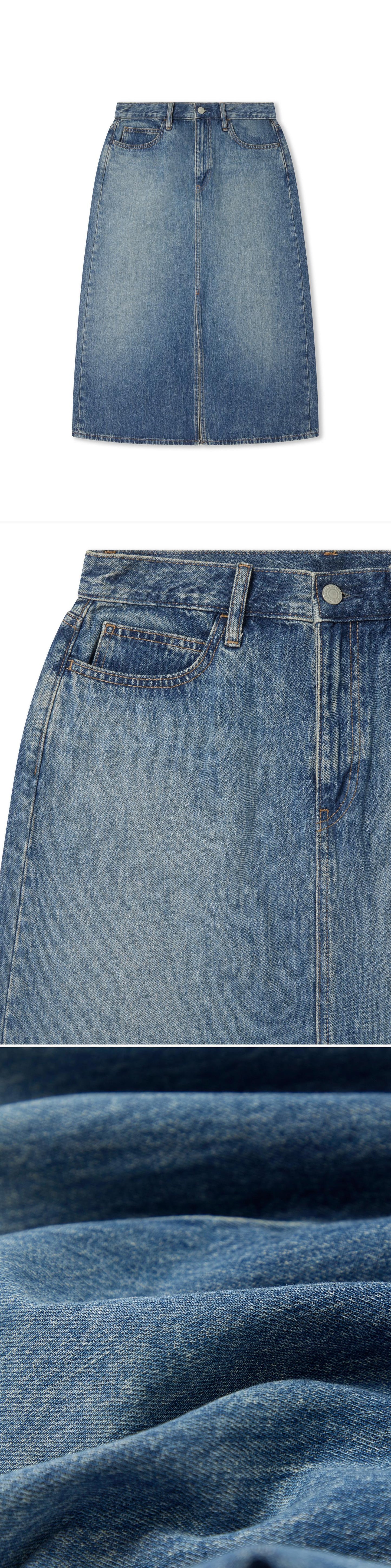 DENIM_SKIRT - Flat Lay - 3 x Shots - Front + Detail A + Detail C