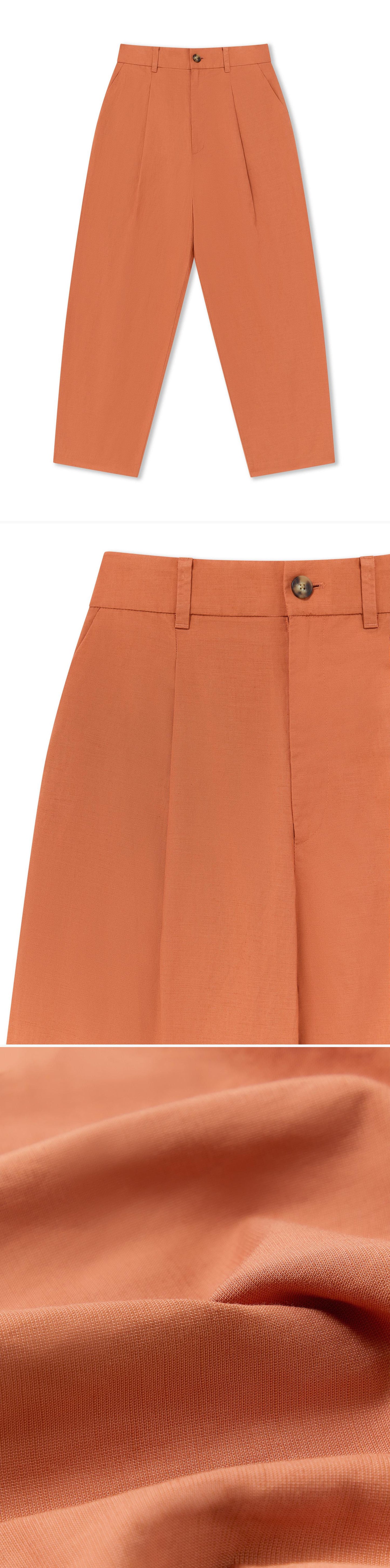 ORANGE_WIDELEG_TROUSER - Flat Lay - 3 x Shots - Front + Detail A + Detail C