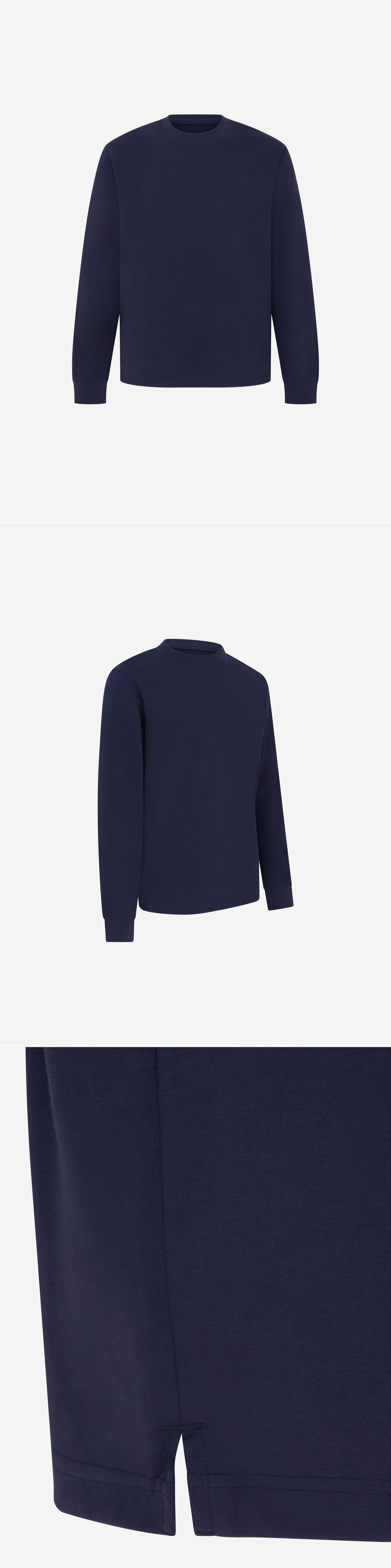 LS_NAVY_TEE - Mannequin - 3 x Shots - Front + Angle + Detail B