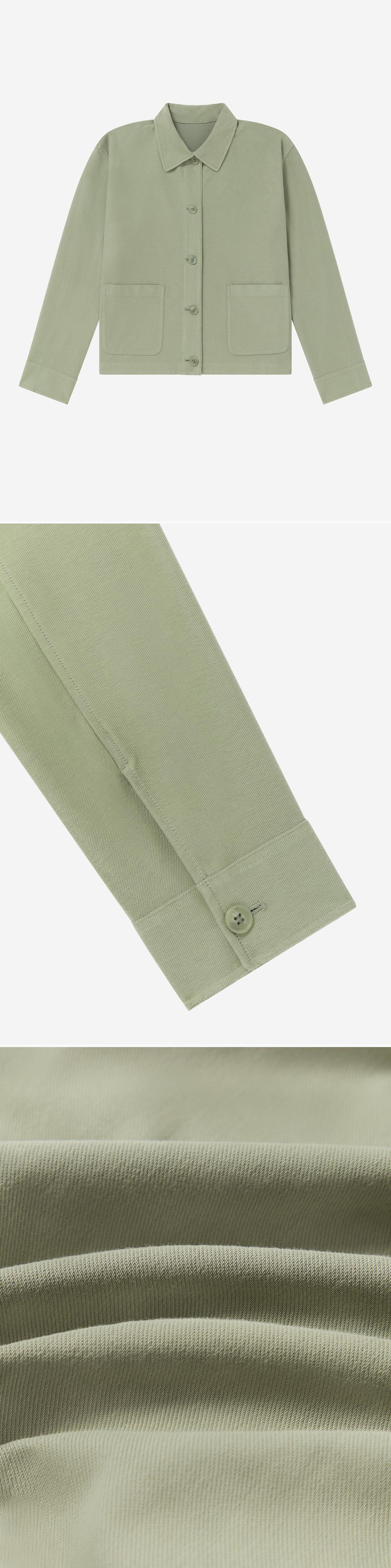 GREEN_OVERSHIRT - Flat Lay - 3 x Shots - Front + Detail B + Detail C