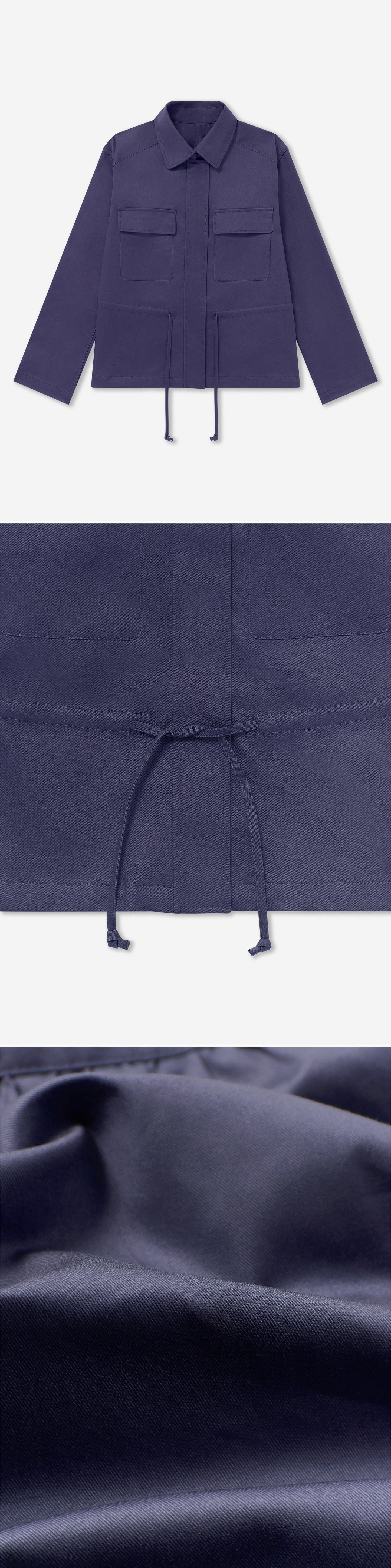 BLUE_JACKET - Flat Lay - 3 x Shots - Front + Detail B + Detail C