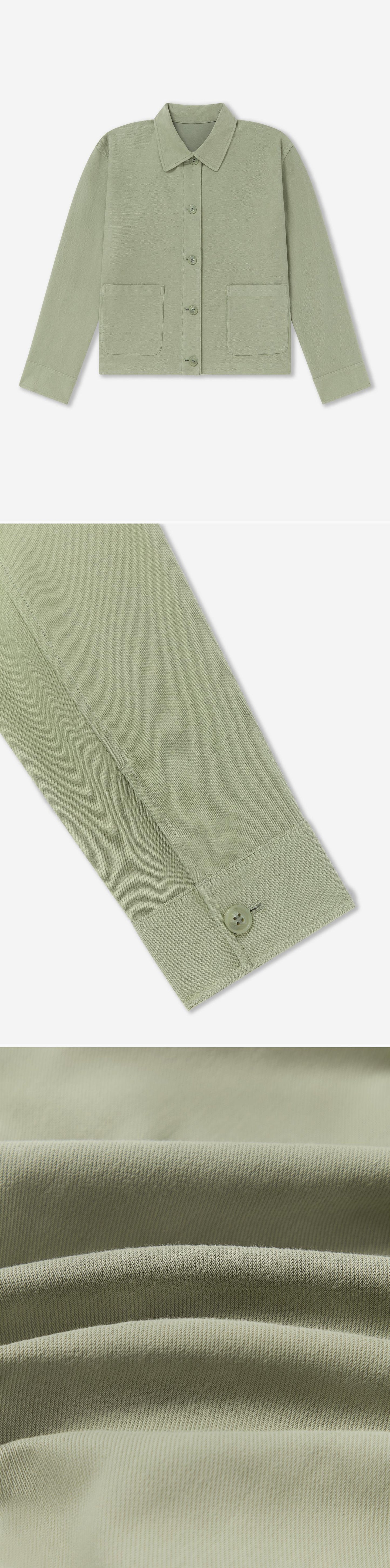 GREEN_OVERSHIRT - Flat Lay - 3 x Shots - Front + Detail B + Detail C
