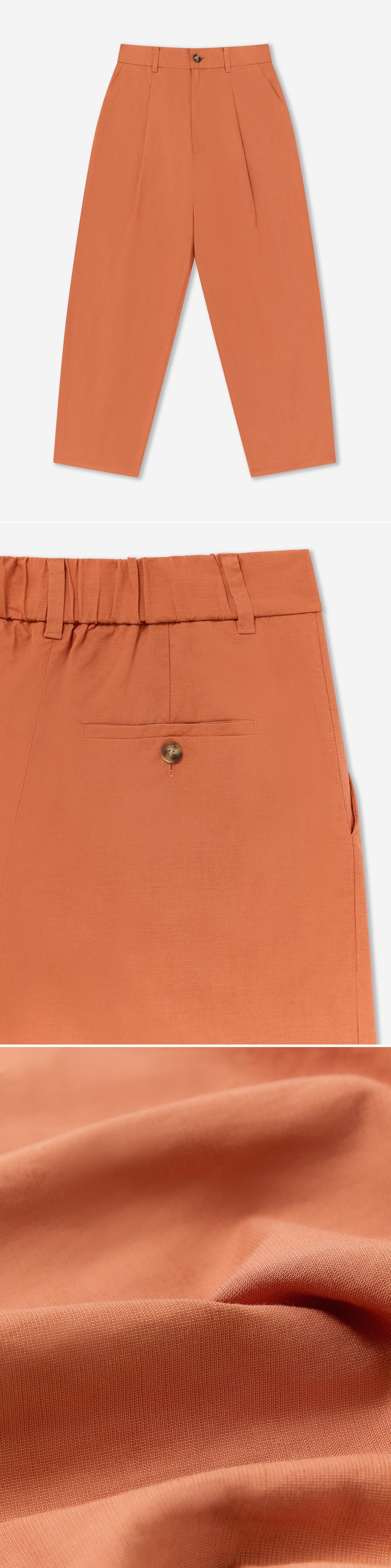 ORANGE_WIDELEG_TROUSER - Flat Lay - 3 x Shots - Front + Detail B + Detail C