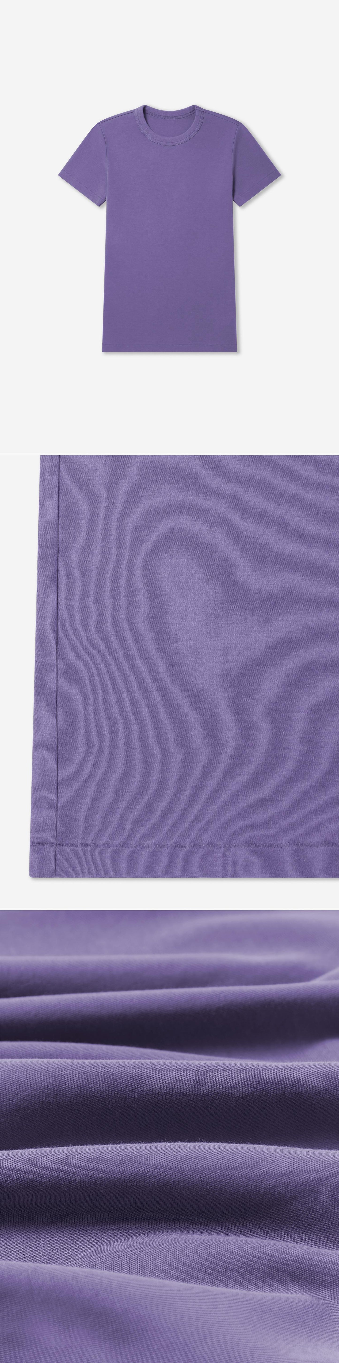 PURPLE_TSHIRT - Flat Lay - 3 x Shots - Front + Detail B + Detail C