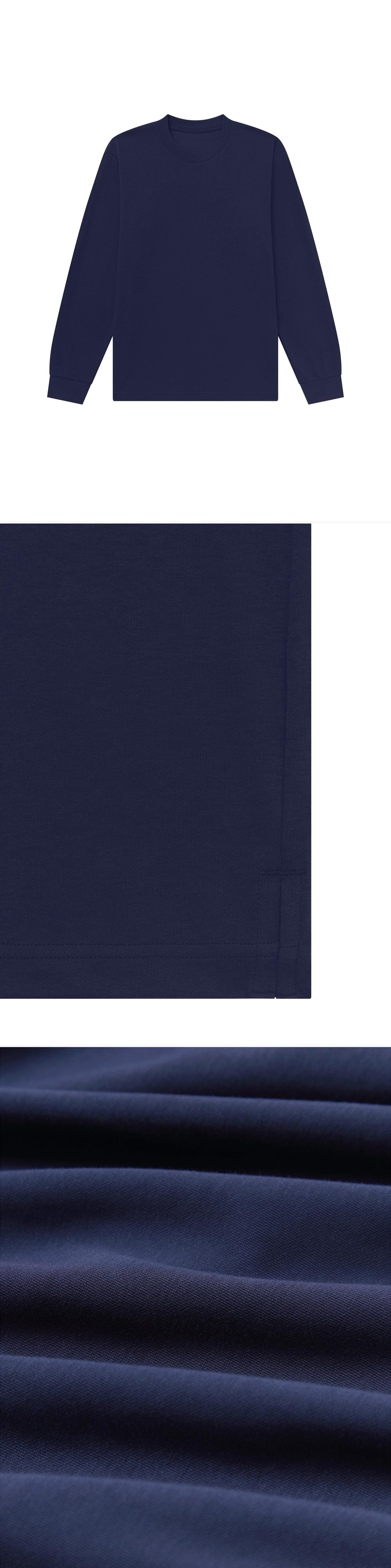 LS_NAVY_TEE - Flat Lay - 3 x Shots - Front + Detail B + Detail C