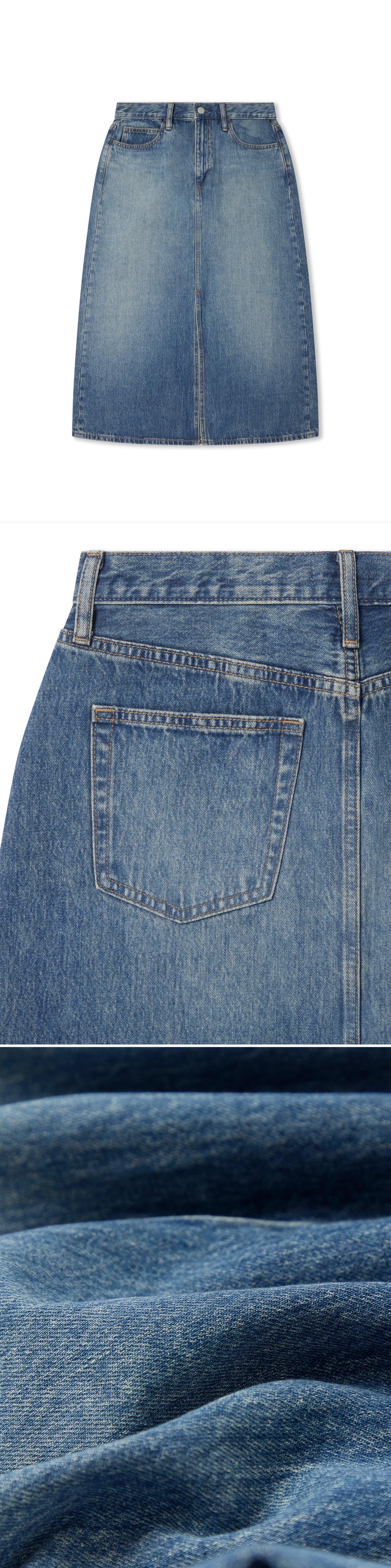 DENIM_SKIRT - Flat Lay - 3 x Shots - Front + Detail B + Detail C