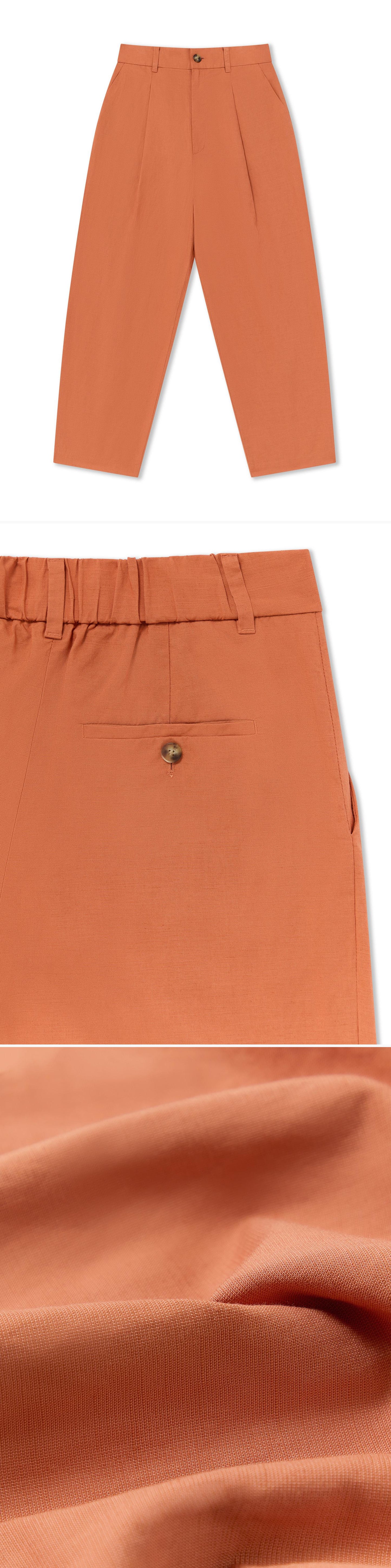 ORANGE_WIDELEG_TROUSER - Flat Lay - 3 x Shots - Front + Detail B + Detail C
