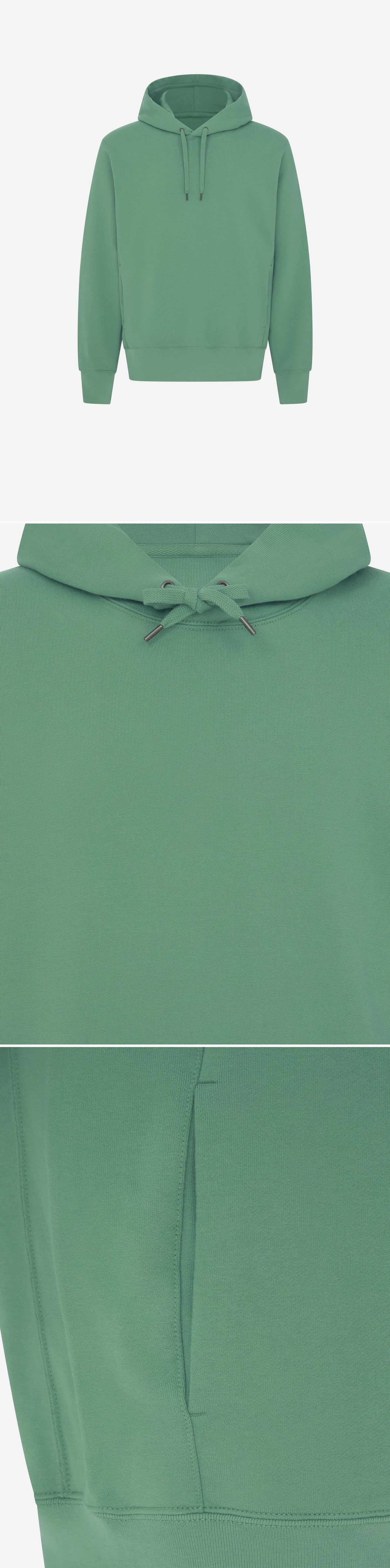 GREEN_HOODIE - Mannequin - 3 x Shots - Front + Detail A + Detail B