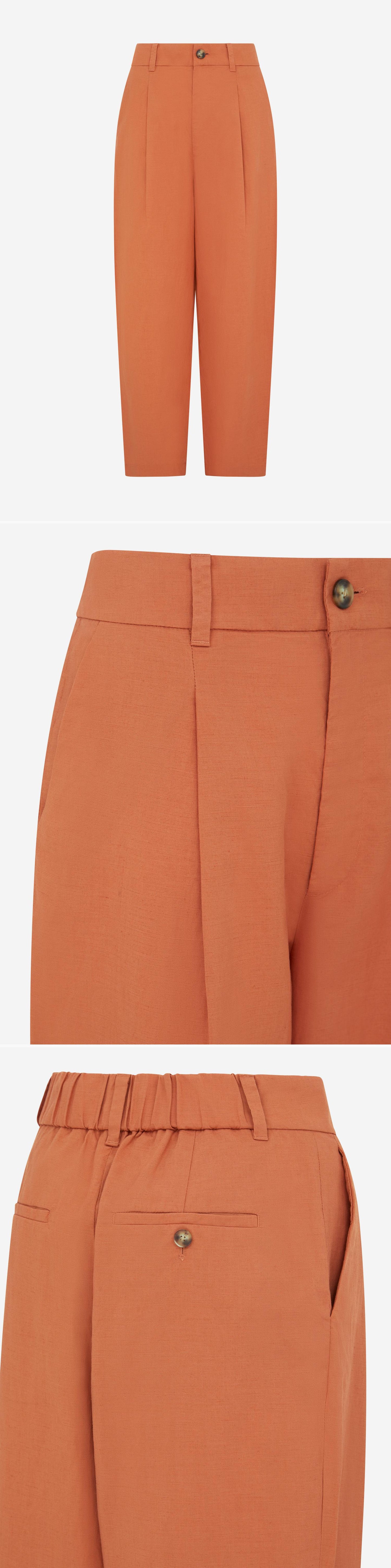 ORANGE_WIDELEG_TROUSER - Mannequin - 3 x Shots - Front + Detail A + Detail B