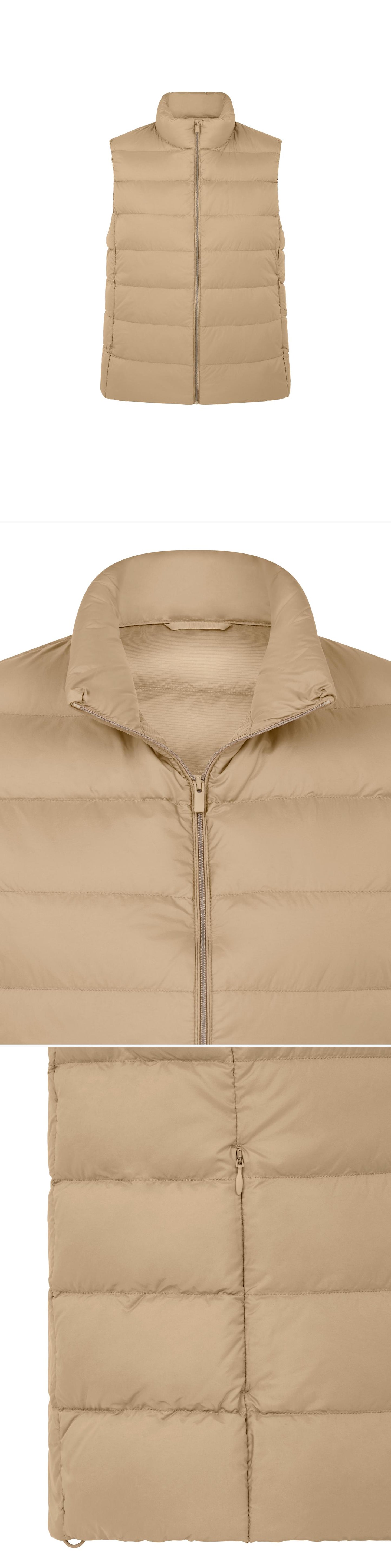 BEIGE_GILLET - Mannequin - 3 x Shots - Front + Detail A + Detail B