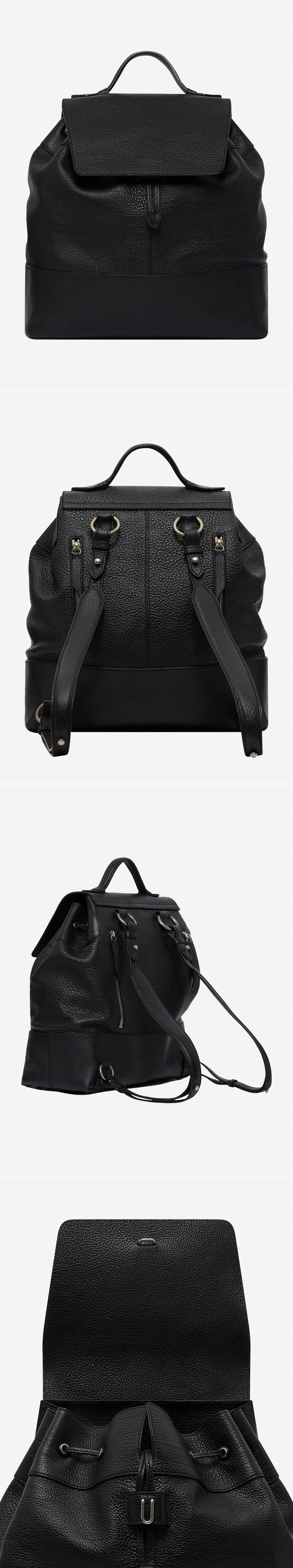 BLACK_GLIDE_BULL_CALFSKIN_BACKPACK - Acc - 4 x Shots - Front + Back + Side + Detail