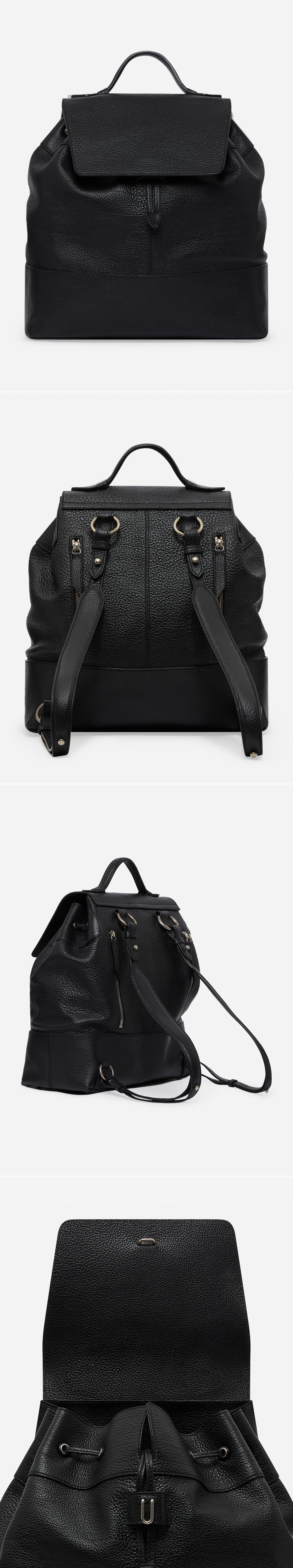 BLACK_GLIDE_BULL_CALFSKIN_BACKPACK - Acc - 4 x Shots - Front + Back + Side + Detail