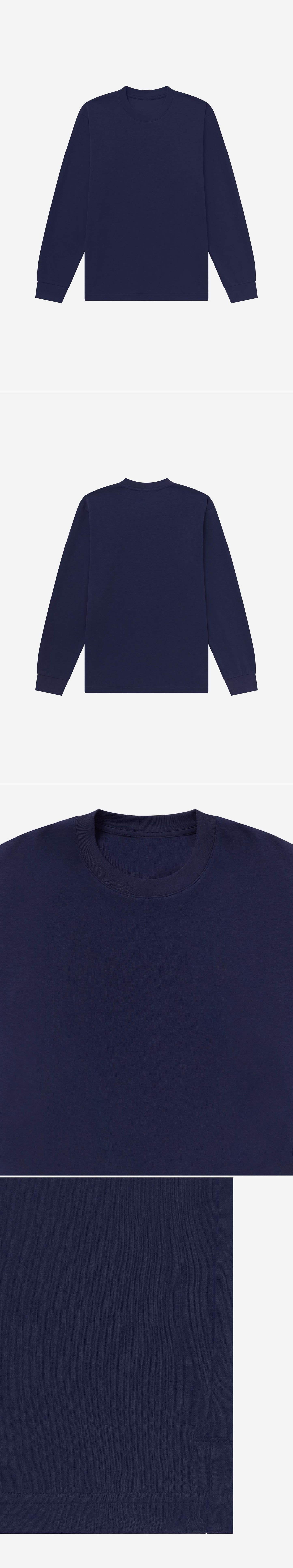 LS_NAVY_TEE - Flat Lay - 4 x Shots - Front + Back + Detail A + Detail B