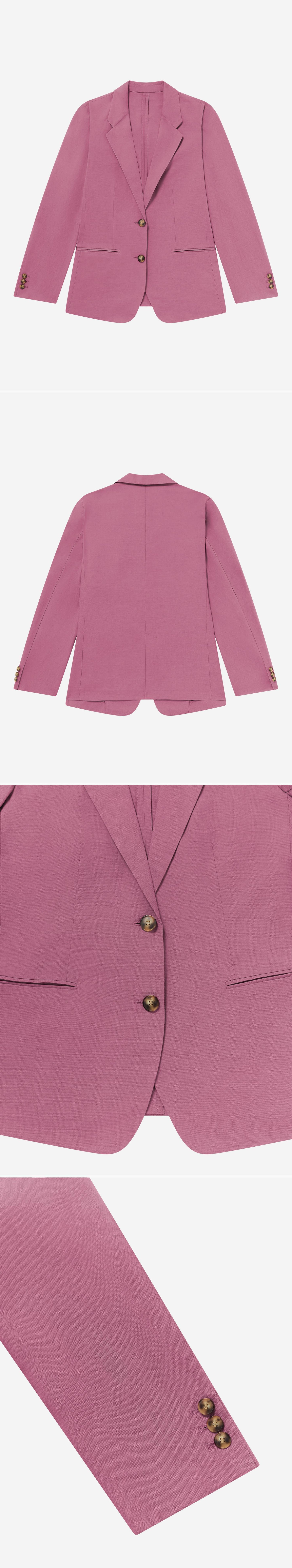 PINK_BLAZER - Flat Lay - 4 x Shots - Front + Back + Detail A + Detail B