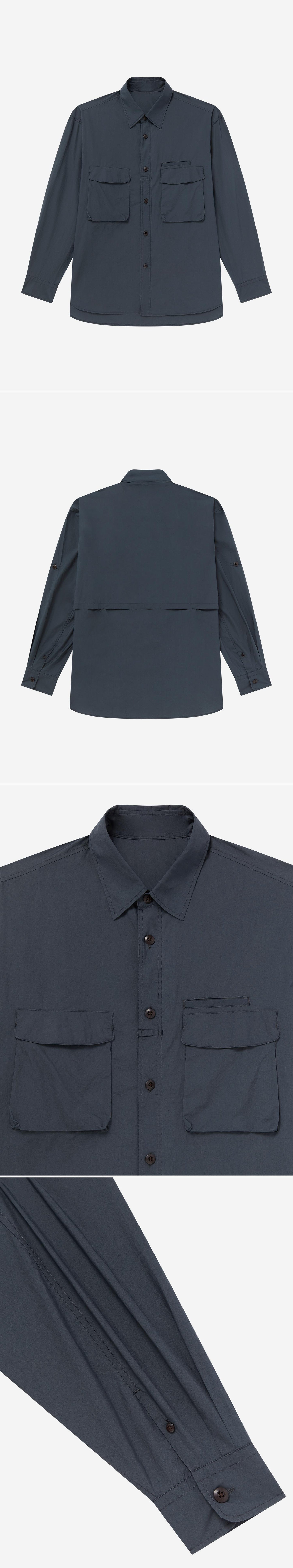 POCKET_SHIRT - Flat Lay - 4 x Shots - Front + Back + Detail A + Detail B