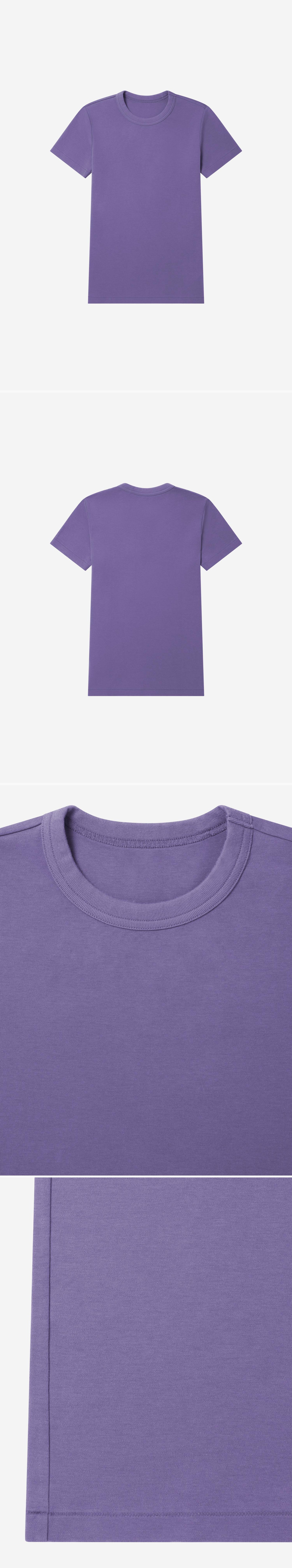 PURPLE_TSHIRT - Flat Lay - 4 x Shots - Front + Back + Detail A + Detail B