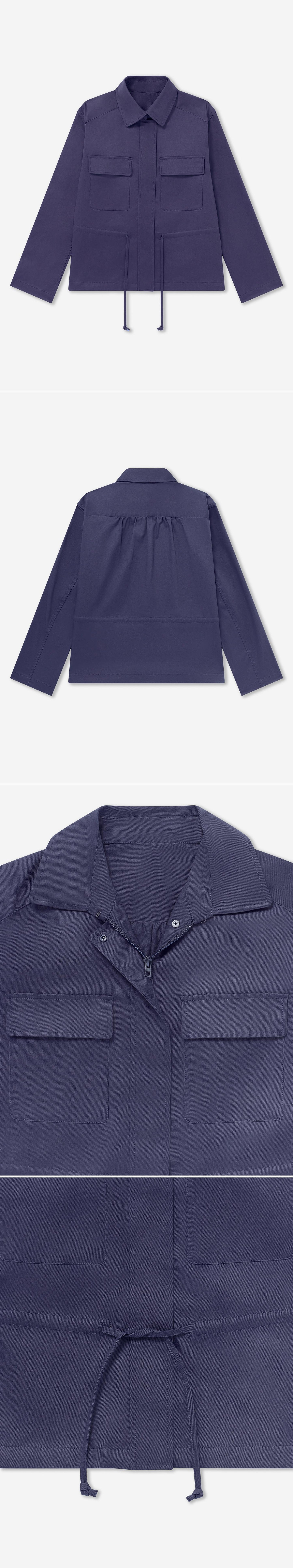 BLUE_JACKET - Flat Lay - 4 x Shots - Front + Back + Detail A + Detail B