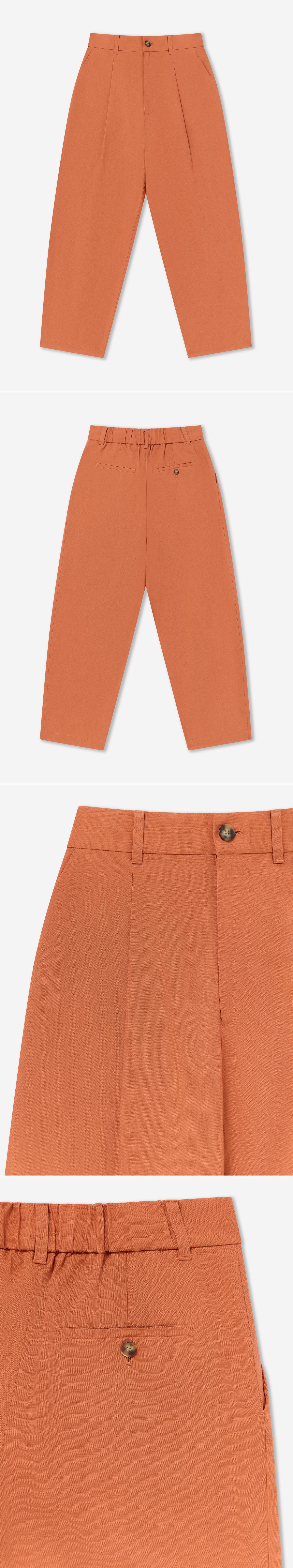 ORANGE_WIDELEG_TROUSER - Flat Lay - 4 x Shots - Front + Back + Detail A + Detail B