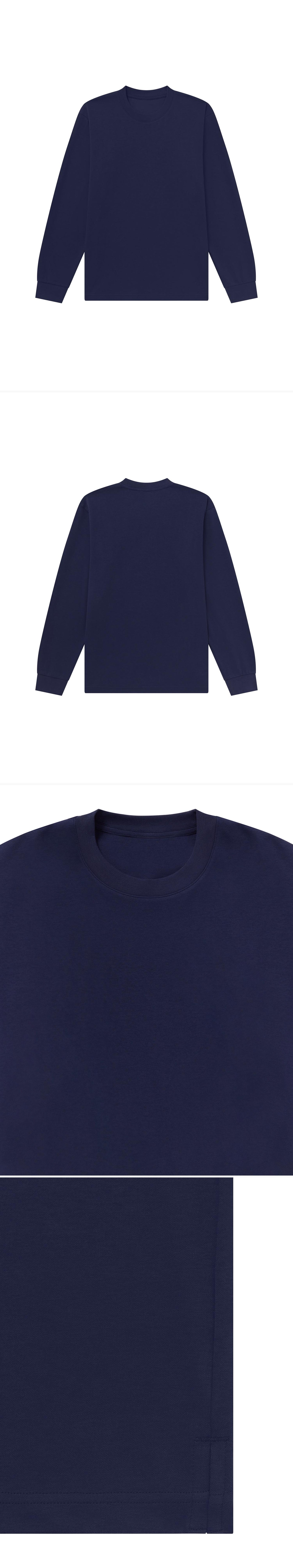 LS_NAVY_TEE - Flat Lay - 4 x Shots - Front + Back + Detail A + Detail B