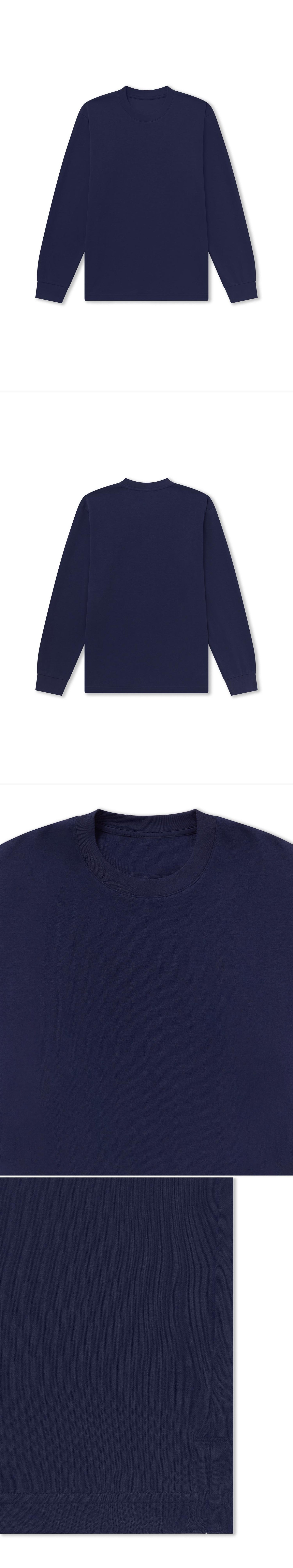 LS_NAVY_TEE - Flat Lay - 4 x Shots - Front + Back + Detail A + Detail B