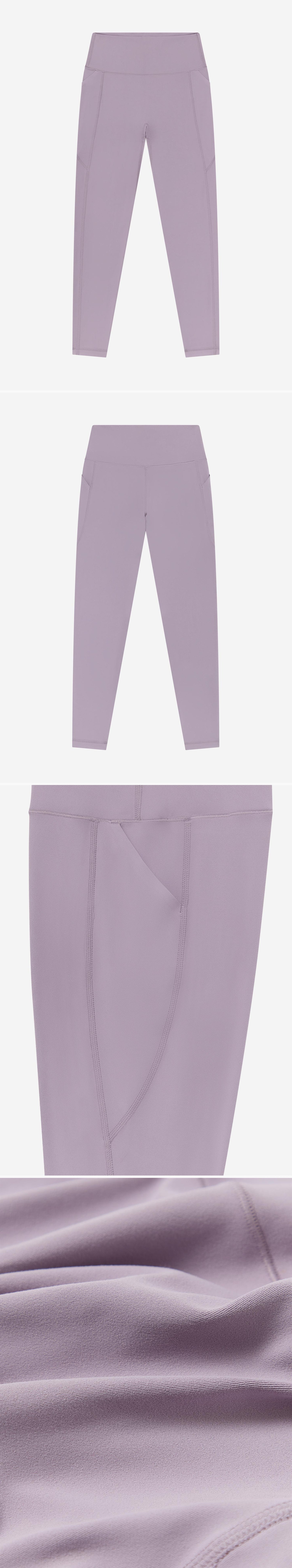 LILAC_LEGGINGS - Flat Lay - 4 x Shots - Front + Back + Detail A + Detail C