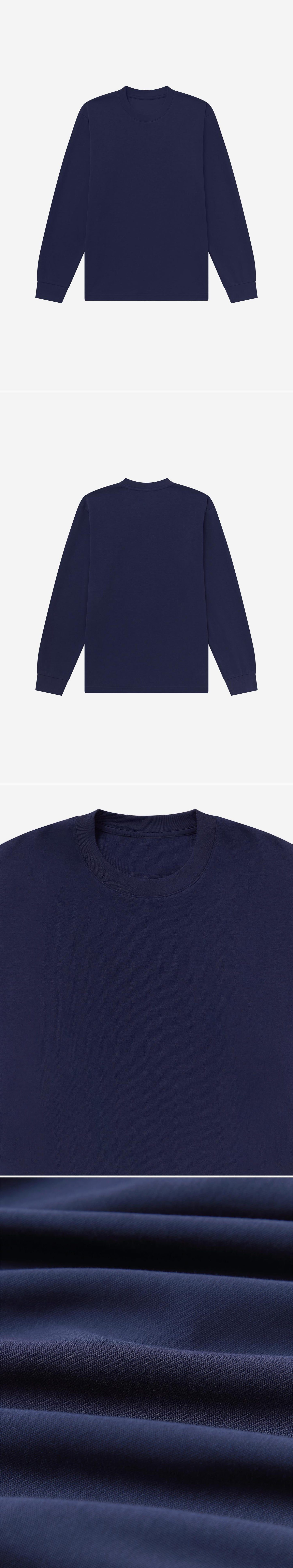 LS_NAVY_TEE - Flat Lay - 4 x Shots - Front + Back + Detail A + Detail C