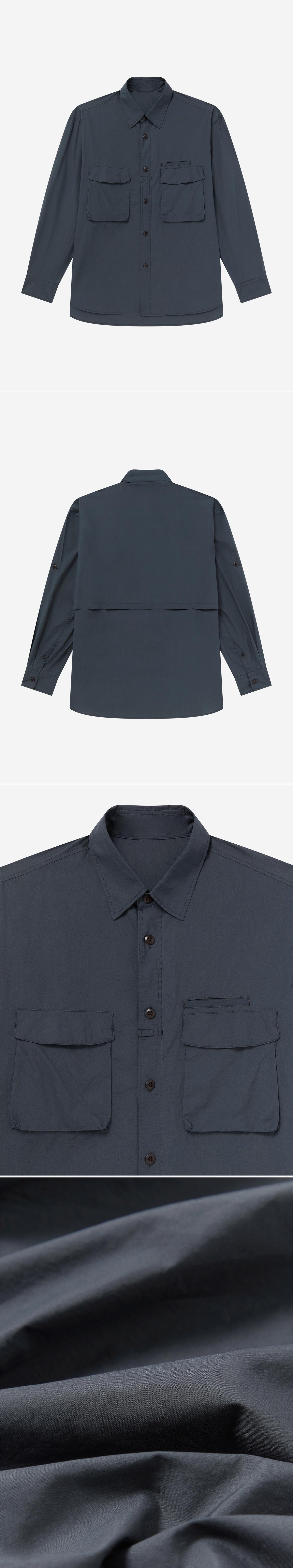 POCKET_SHIRT - Flat Lay - 4 x Shots - Front + Back + Detail A + Detail C