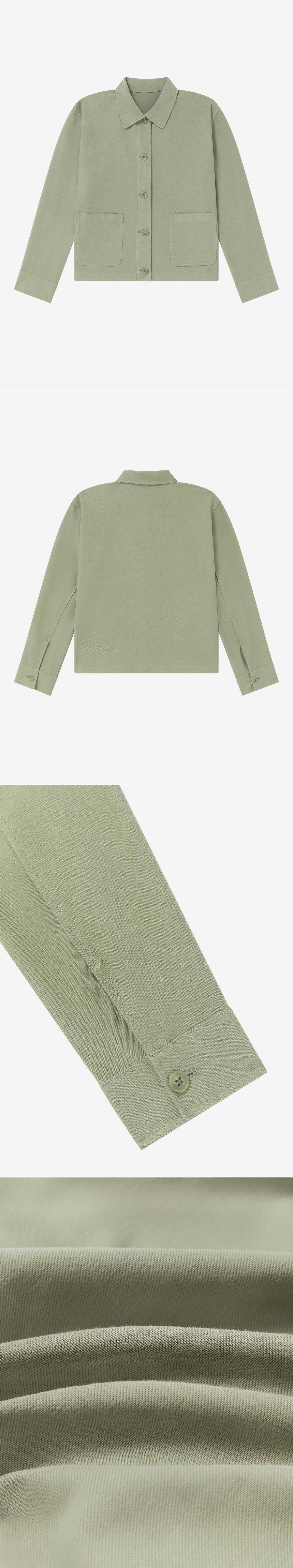 GREEN_OVERSHIRT - Flat Lay - 4 x Shots - Front + Back + Detail B + Detail C