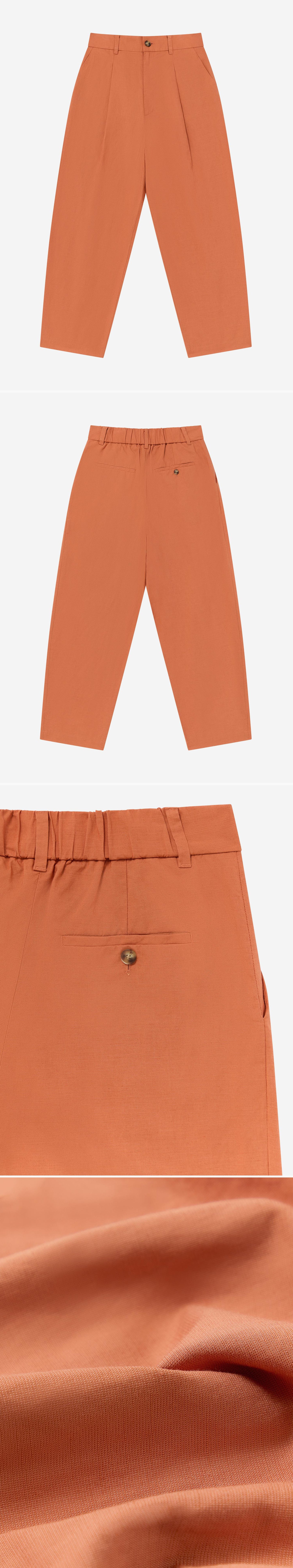 ORANGE_WIDELEG_TROUSER - Flat Lay - 4 x Shots - Front + Back + Detail B + Detail C