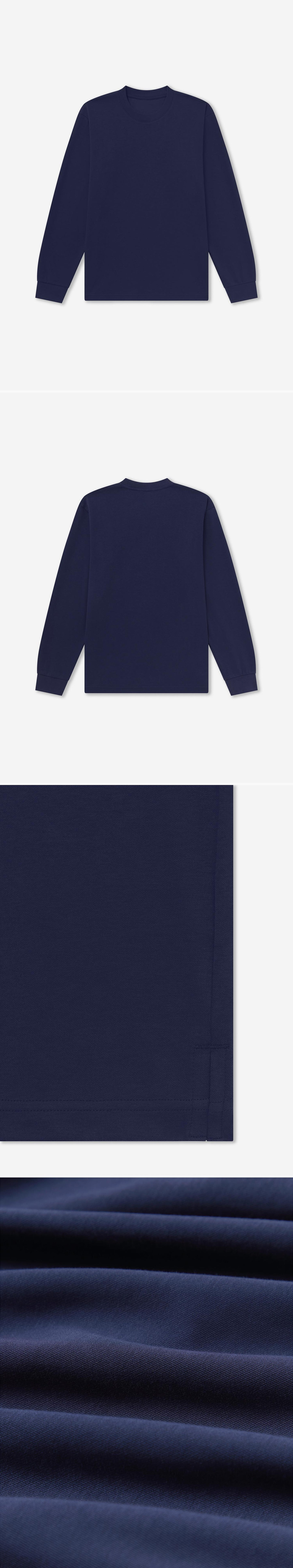 LS_NAVY_TEE - Flat Lay - 4 x Shots - Front + Back + Detail B + Detail C