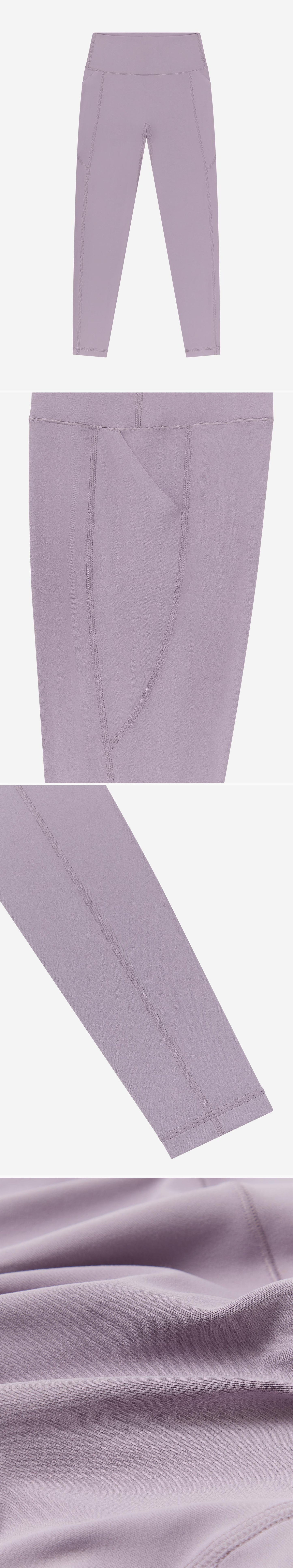 LILAC_LEGGINGS - Flat Lay - 4 x Shots - Front + Detail A + Detail B + Detail C