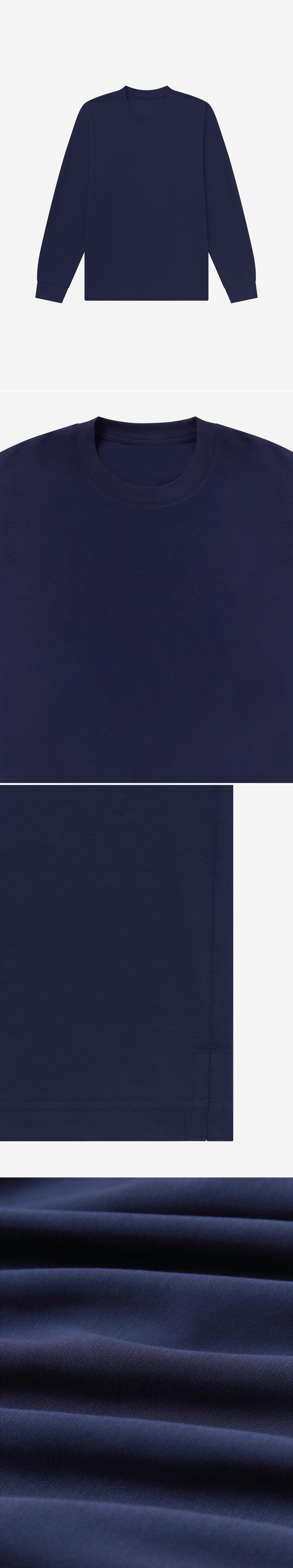 LS_NAVY_TEE - Flat Lay - 4 x Shots - Front + Detail A + Detail B + Detail C