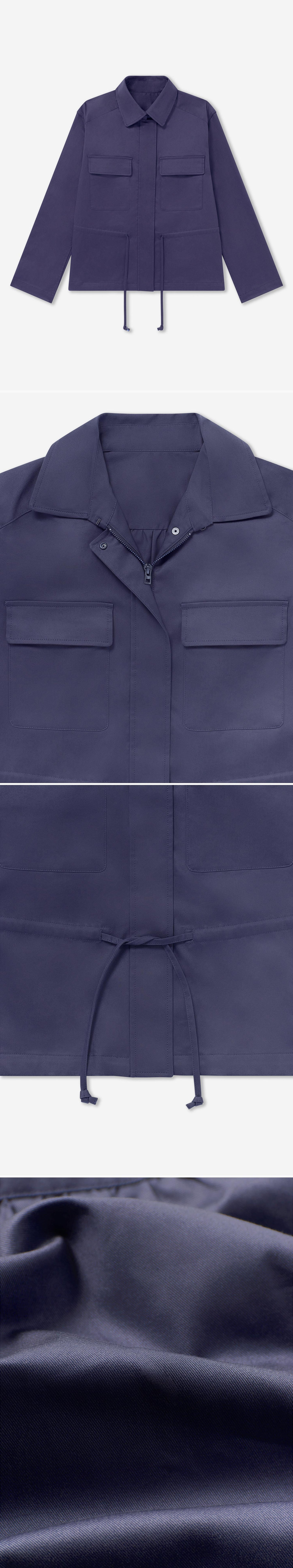 BLUE_JACKET - Flat Lay - 4 x Shots - Front + Detail A + Detail B + Detail C
