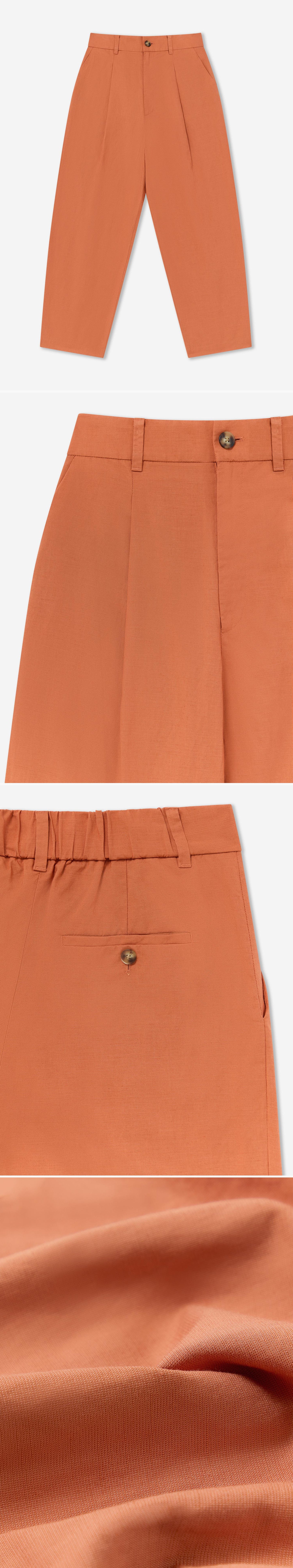 ORANGE_WIDELEG_TROUSER - Flat Lay - 4 x Shots - Front + Detail A + Detail B + Detail C
