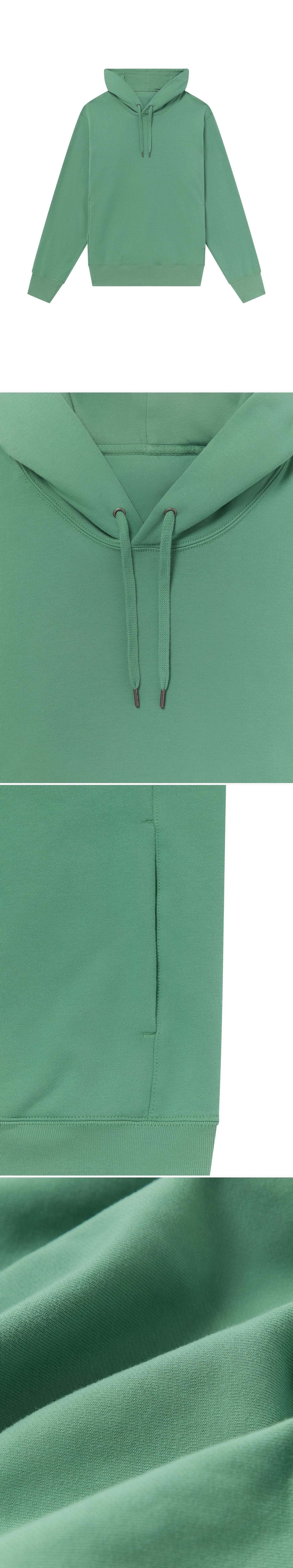 GREEN_HOODIE - Flat Lay - 4 x Shots - Front + Detail A + Detail B + Detail C