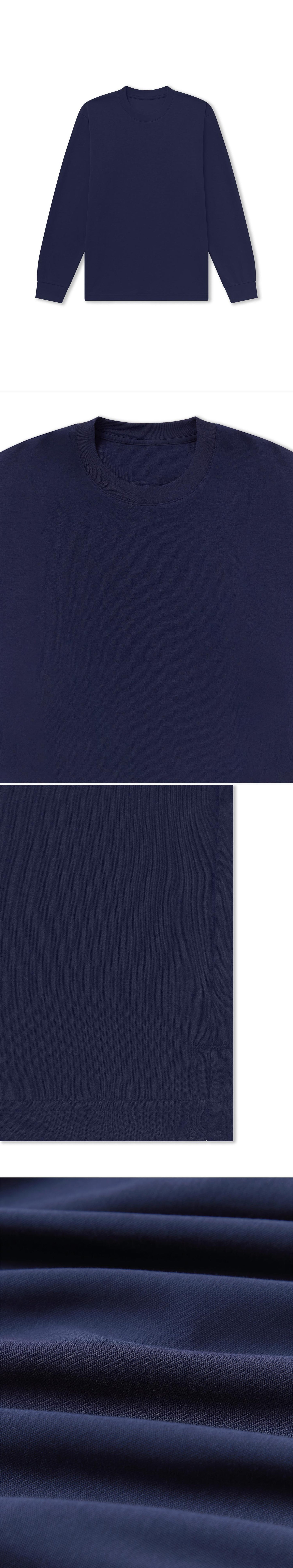 LS_NAVY_TEE - Flat Lay - 4 x Shots - Front + Detail A + Detail B + Detail C