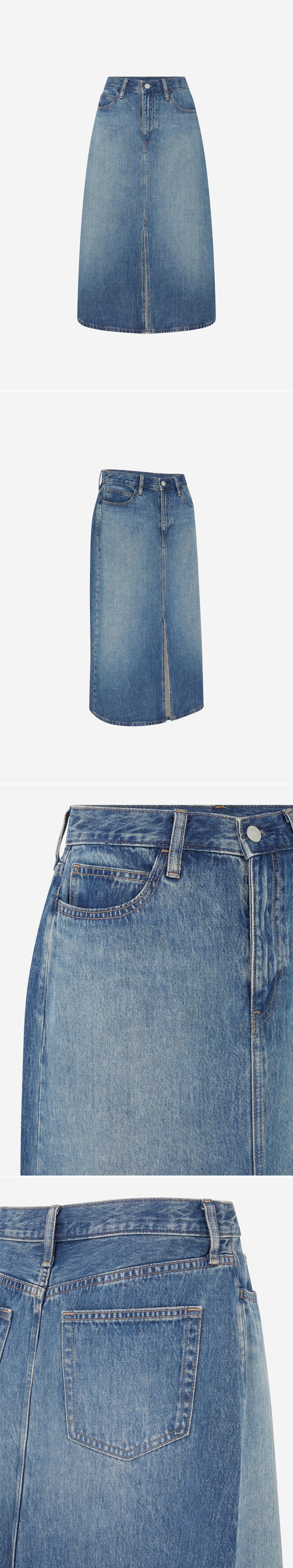 DENIM_SKIRT - Mannequin - 4 x Shots - Front + Angle + Detail A + Detail B