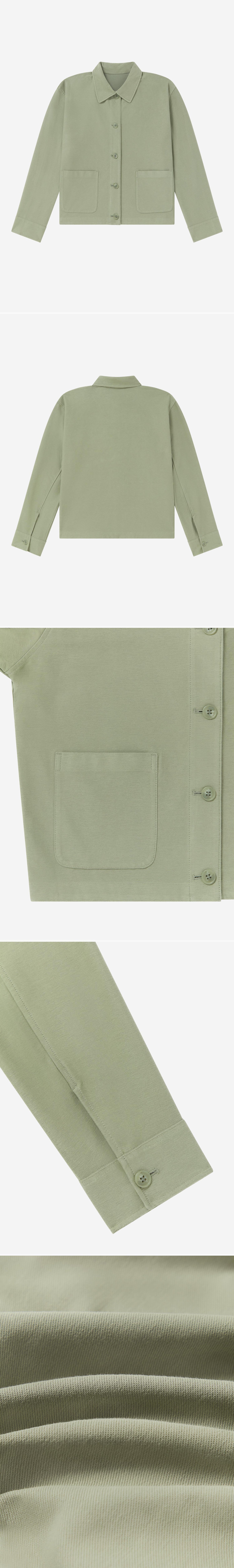 GREEN_OVERSHIRT - Flat Lay - 5 x Shots - Front + Back + Detail A + Detail B + Detail C